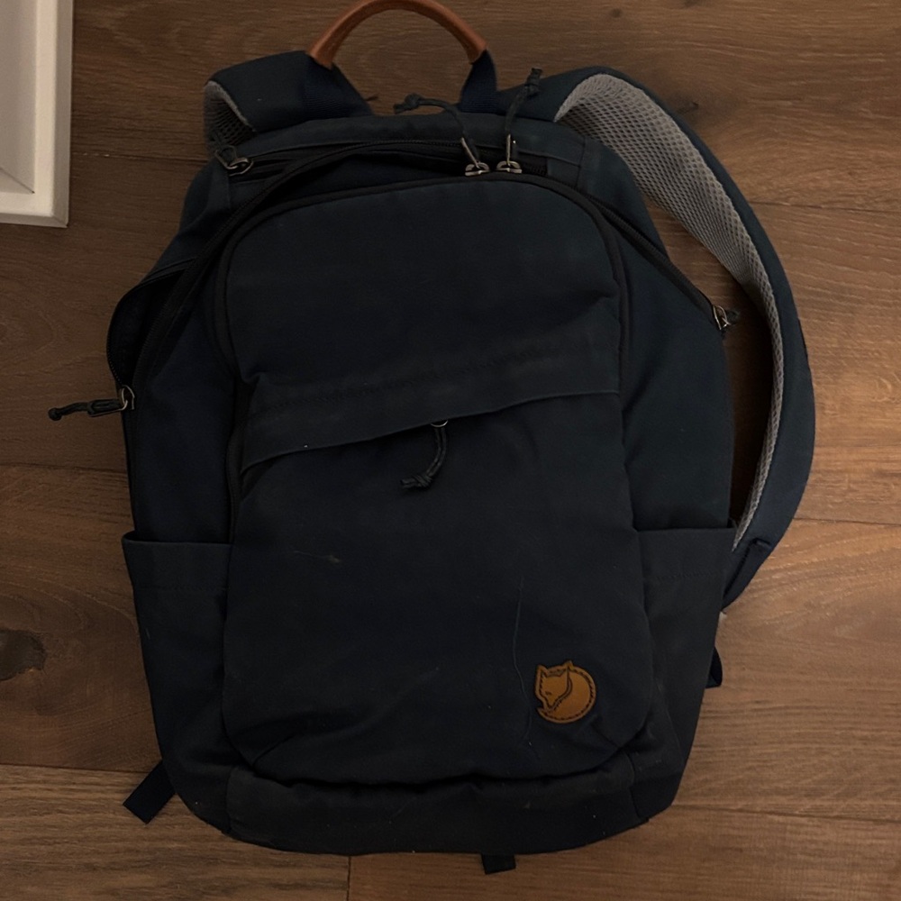 Fjallraven Navy leather Backpack